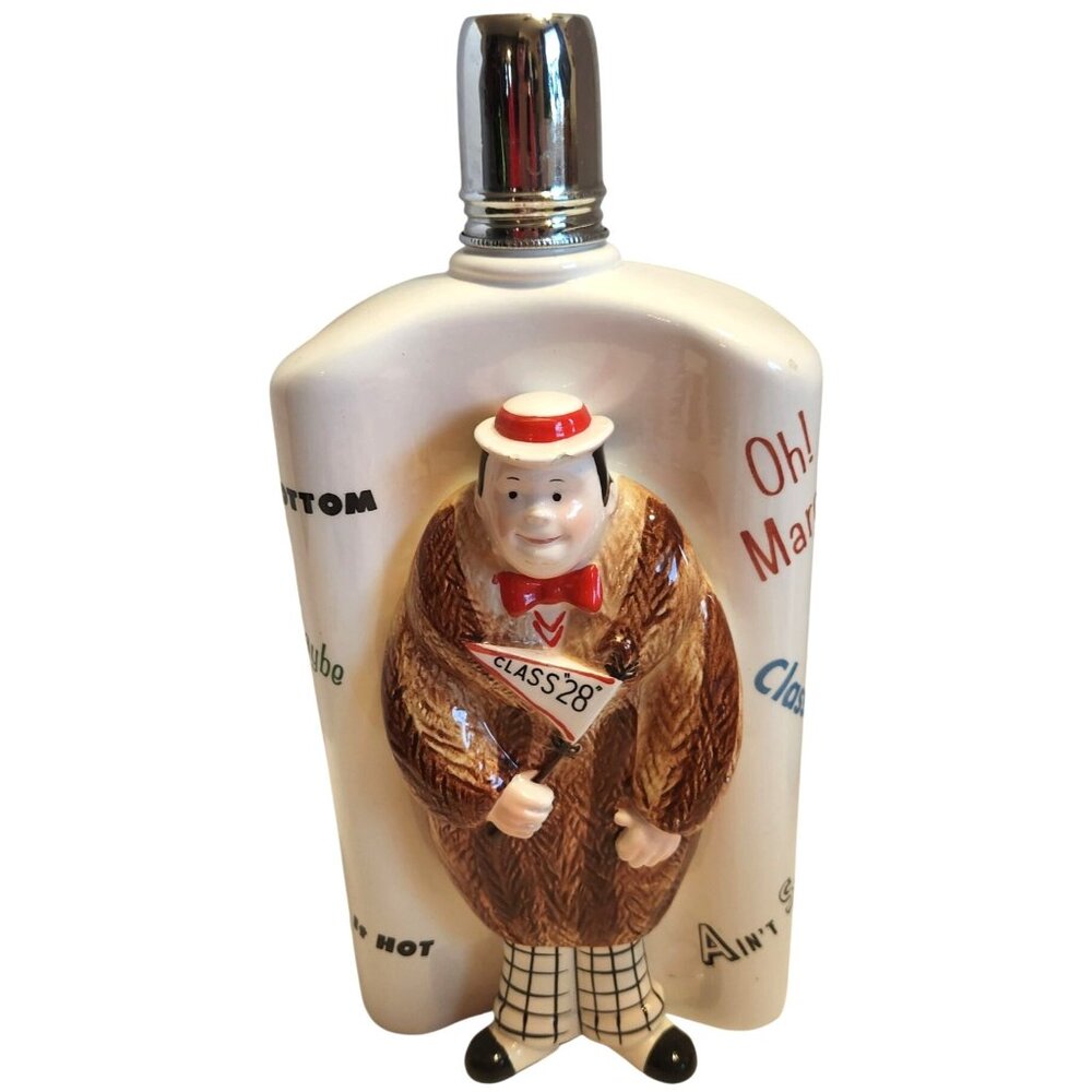 Vintage Ceramic Novelty Flask Styled by Stafford Japan Class Of 28 Design READ